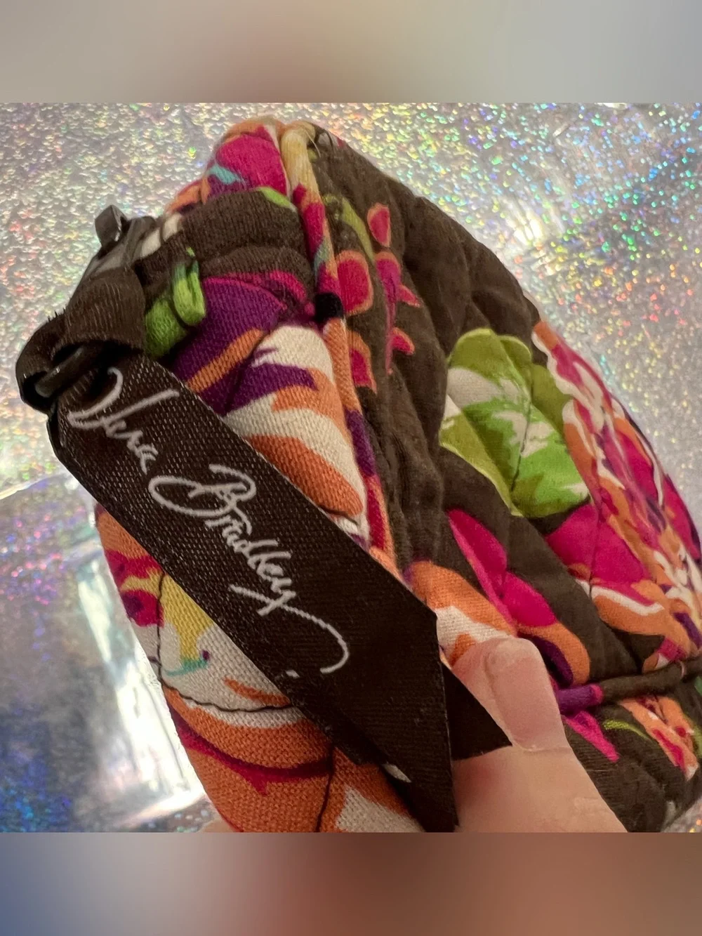 Vera Bradley Floral Cosmetic Bag Makeup Pouch Travel Case Mirror Quilted - Picture 4 of 6
